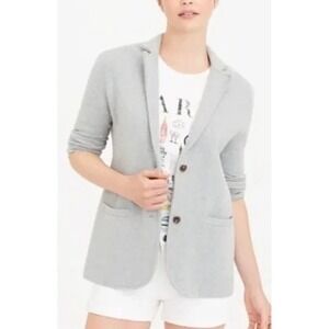 New J Crew‎ Womens Sweater Blazer Grey Cotton Notch Lapel Hip Pockets Sz XS